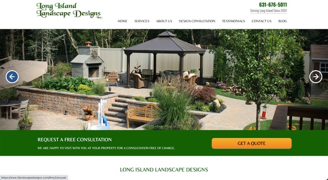 landscaper website design example: long island landscapers