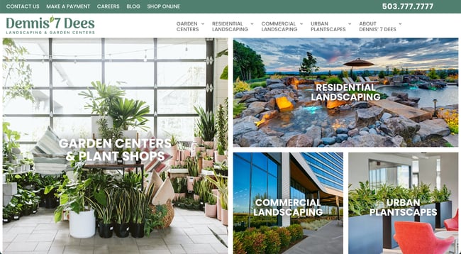 landscaper website design example: dennis 7 dees