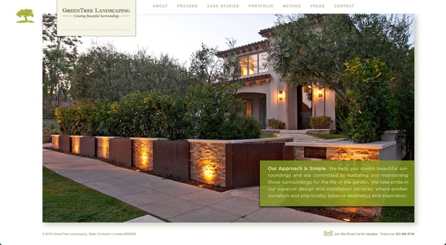 landscaper website design example: green tree landscaping