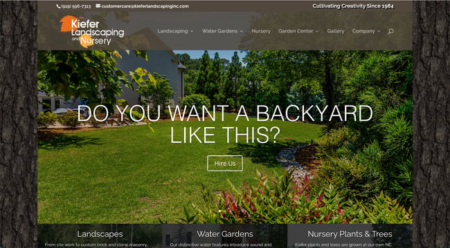 landscaper website design example: keifer landscaping and nursery