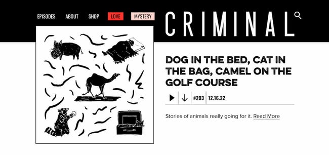 podcast website example: criminal