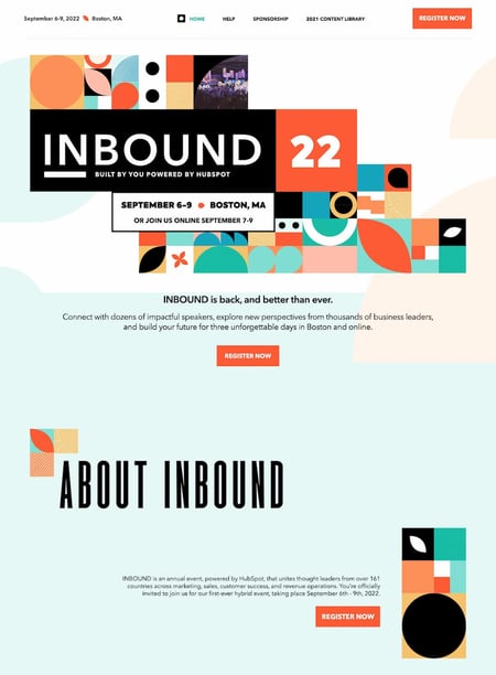 webinar landing page examples: inbound