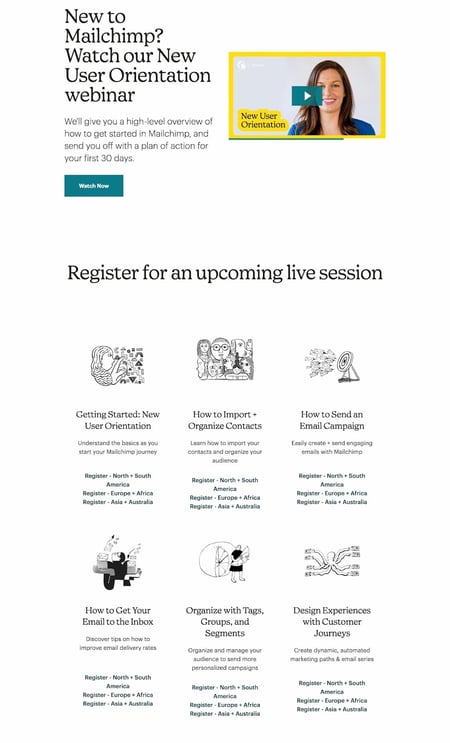webinar landing page examples: mailchimp