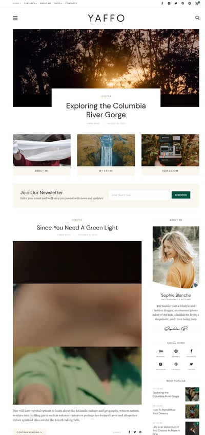 Best WordPress Instagram Themes Yaffo