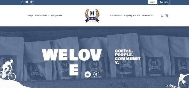 website example of the coffee shop website merkava coffee