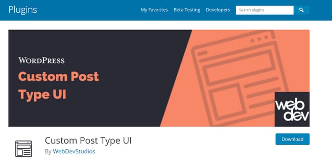 download page for the wordpress custom post type plugin custom post type UI