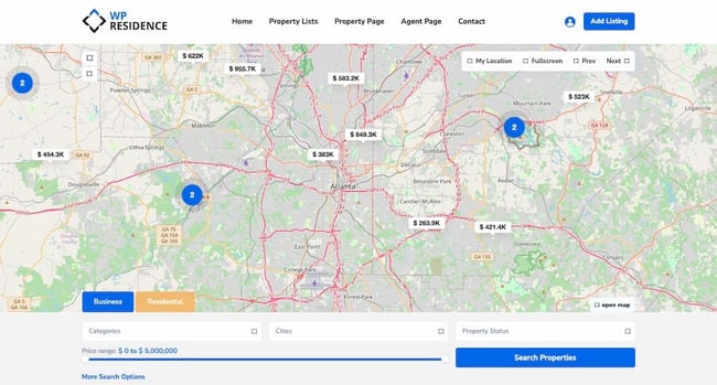 wordpress MLS plugins: MLS Import plugin demo with map