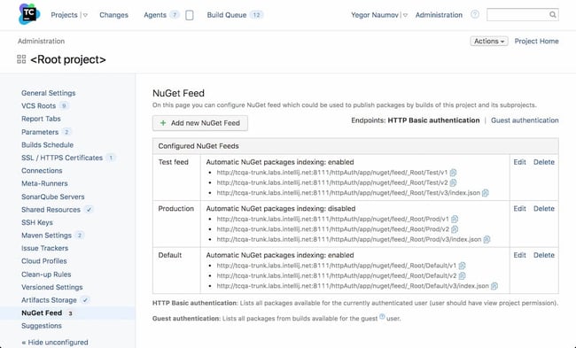 TeamCity project dashboard