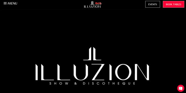 homepage for the nightclub website illuzion