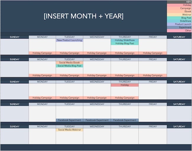 market an ebook by using HubSpot's free social media content calendar 