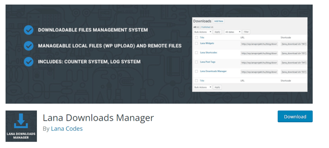 download manager wordpress, Lana Downloads Manager, WordPress