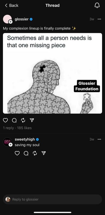 what to post on threads, glossier example