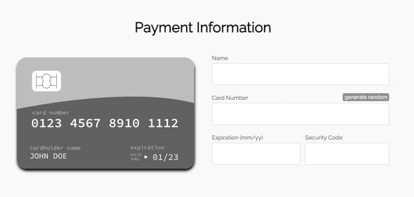 interactive html payment credit card graphic black and white