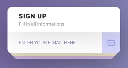 clickable signup form, first part asks for email