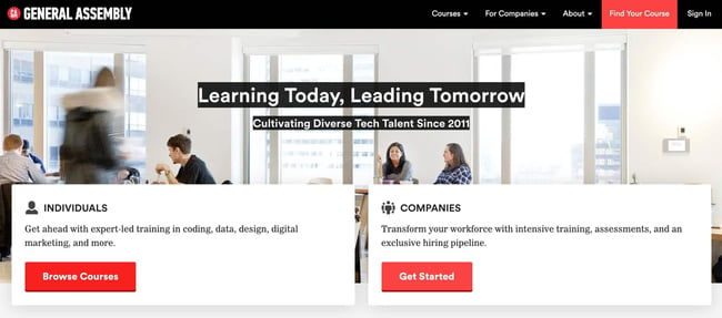 become a web developer: general assembly homepage