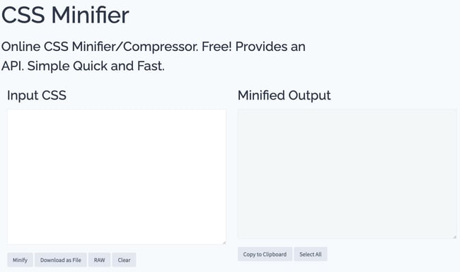 an online tool to minify CSS