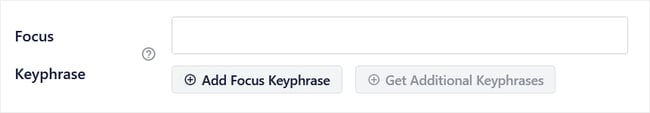 AIOSEO SEO meta box with empty field to add focus keyword