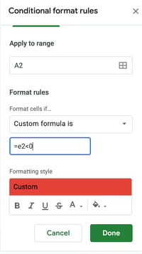 conditional formatting based on another cell value step 4