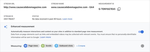 Google Analytics 4 enhanced measurements feature.