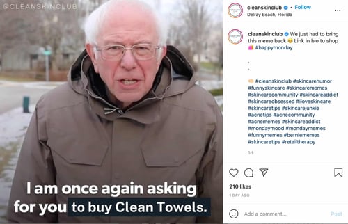 meme marketing example by Clean Skin Club