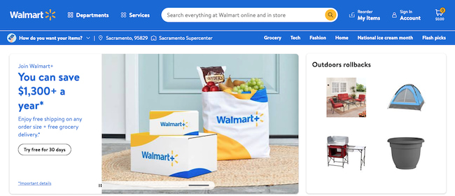 Photo of Walmart website user interface
