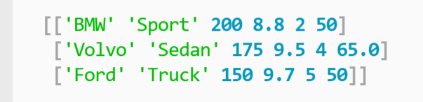 NumPy array with 50 as the last values in the first and third nested arrays printed to the terminal