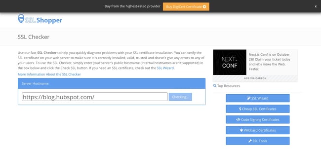 How to fix too many redirects error step #1: enter site URL in SSL shopper to check if SSL configuration is causing too many redirects errorn 