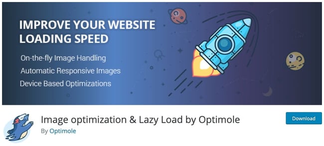 plugin download page for the wordpress lazy loading plugin optimole