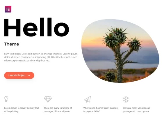 preview of the hello elementor wordpress theme