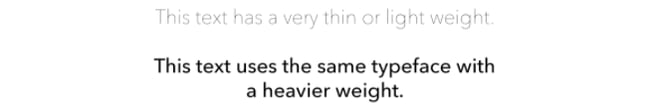 Sentence with heavier font weight is more accessible than sentence with light weight