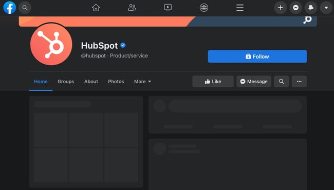 skeleton screen example: hubspot facebook page placeholder loading screen