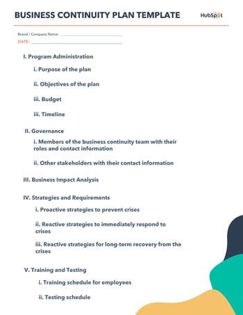 business continuity plan template