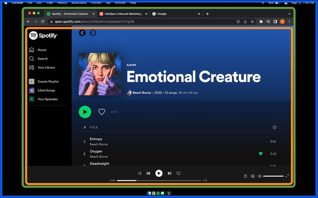 an example of a gui of spotify in a web browser