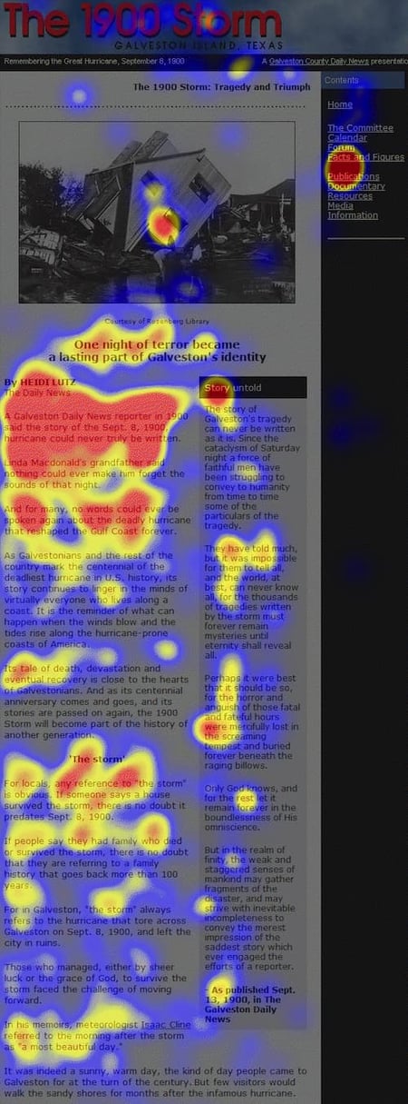 example of the f scanning pattern shown in an eye-tracking heatmap