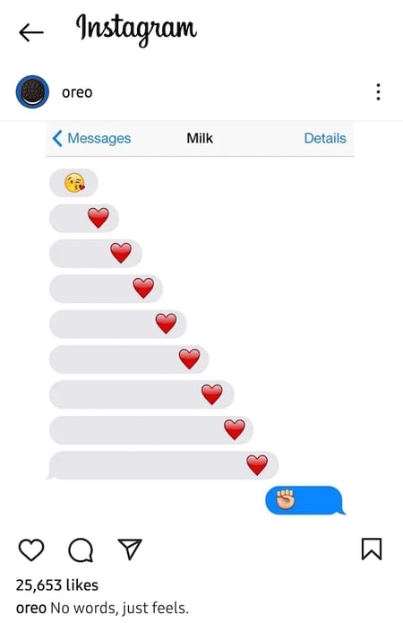 An Instagram Post By Oreo Of A Fake Text Message Conversation With 