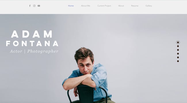 Adam Fontana, actor website example