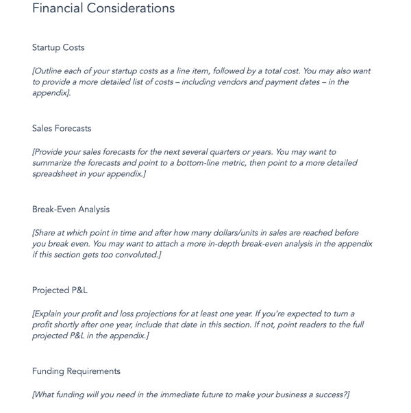 Annual business plan template, final considerations.