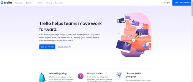 b2b website examples: trello