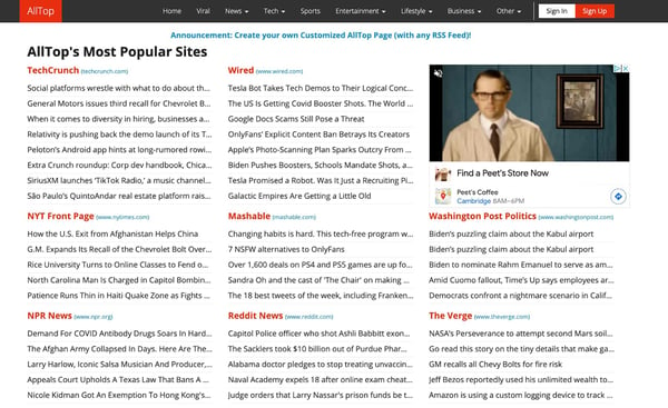 AllTop news aggregator site