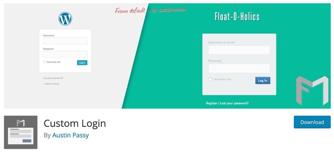 product page for the wordpress customize login page plugin custom login