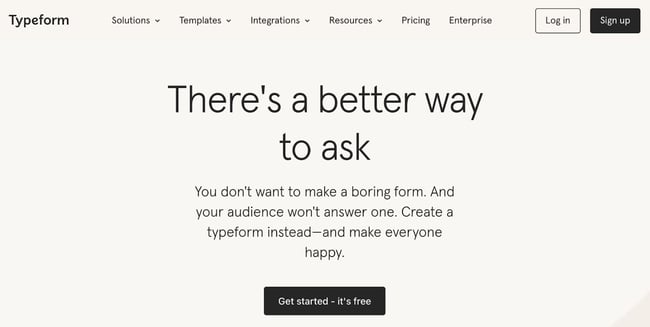 typeform homepage