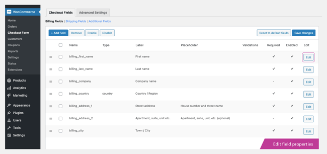 7 billing fields added with the Checkout Field Editor for WooCommerce