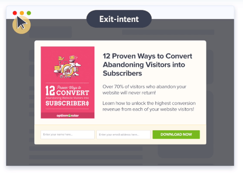 exit-intent pop-up demo from email capture tool OptinMonster