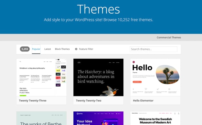 how to choose a wordpress theme, browse wordpress.org