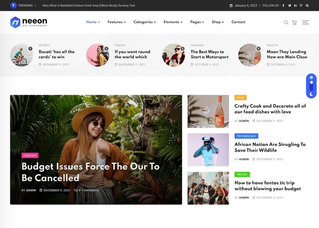 magazine WordPress themes, Neeon