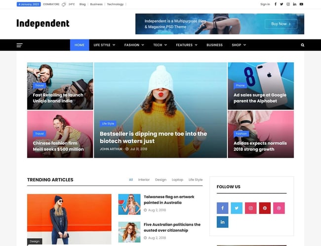 magazine WordPress themes, Independent