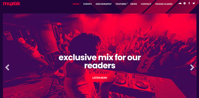 A WordPress theme for musicians — Muzak.