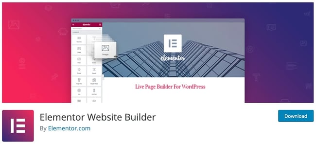 wordpress plugins:  elementor page builder