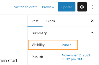 password protect wordpress: visibility options