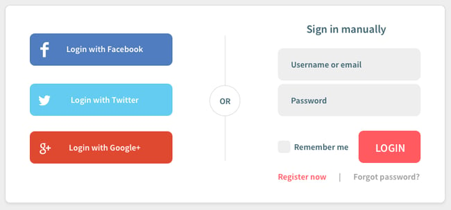 an example of a social login on a website